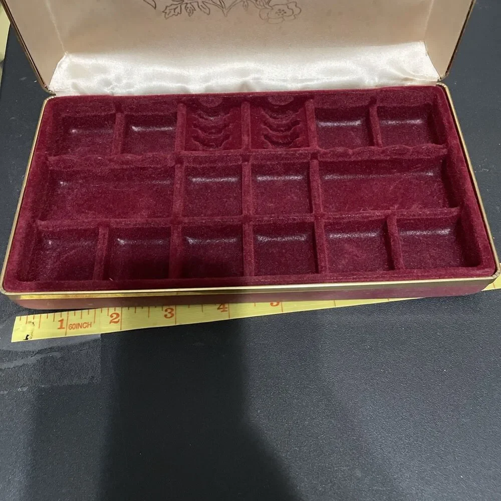 Vintage Pink Flower Watercolor Jewelry Box (Velvet & Satin  Lined) 8.5” x 4.5